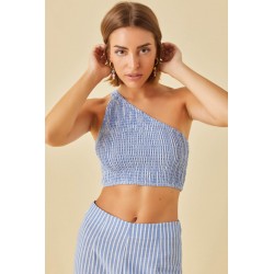 Piper Striped Linen Crop Top