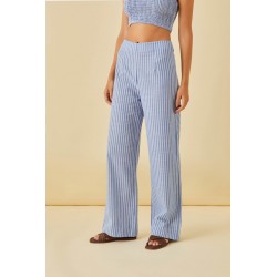 Pantalon en lin rayé Lola