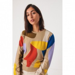 Fine jacquard knit sweater,...