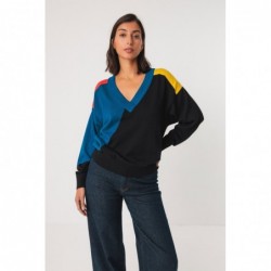 Suéter con cuello de pico y...