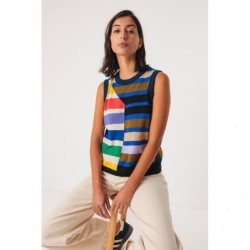 Mouwloze jacquard gebreide...