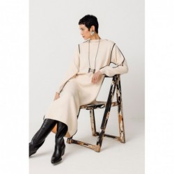 Long-sleeved knit midi...