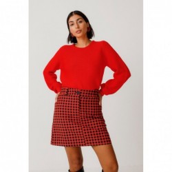 Saia evasê acima do joelho,...