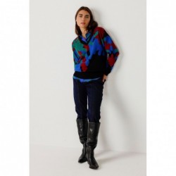 Loose-fitting knit sweater...