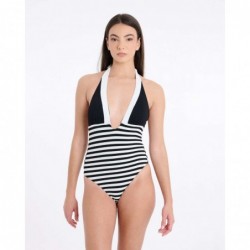 Bañador una pieza combi rayas