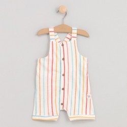 Blooming striped dungarees